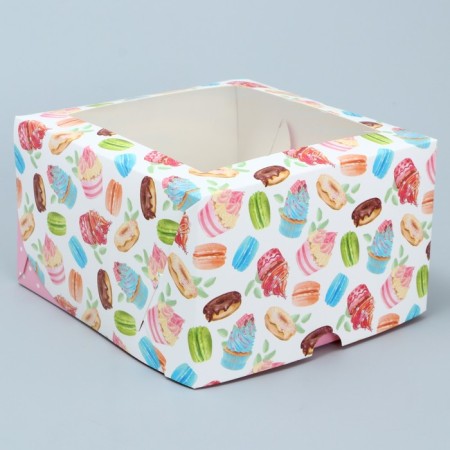 Capcake box, confectionery packaging, 4 cells "Sweets", 16 x 16 x 10 cm-1