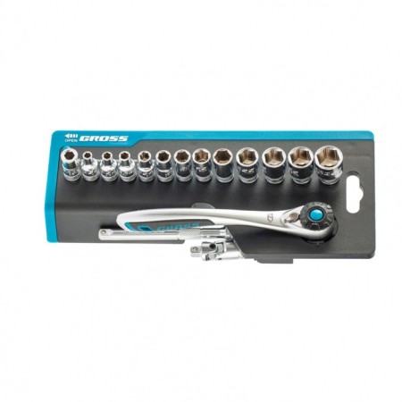 Set of end heads GROSS 14142, 36 items, ratchet 120 teeth, 1/4 ", CRV-1