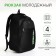 Youth backpack with a zipper, 4 pockets, black/green color