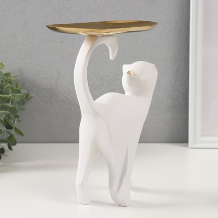Souvenir Polystone stand "White Cat" 8.5x18x23 cm-1