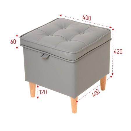 Ebi Pouffer, 400x400x420, Gray leatherette-1