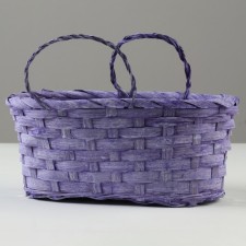 Wicker basket, d25 x 17 x 11/18 cm, purple, bamboo