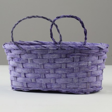 Wicker basket, d25 x 17 x 11/18 cm, purple, bamboo