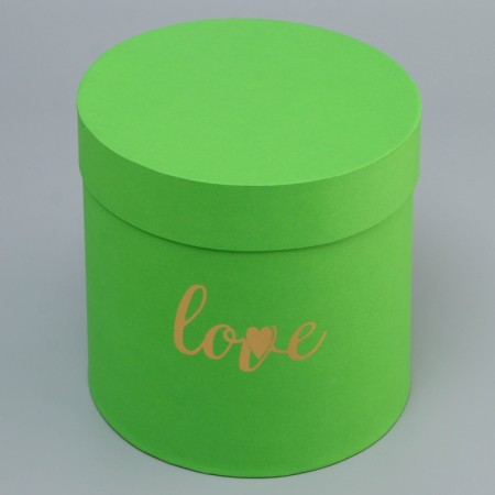 The box is round, with the embossing "Love" Saladovaya, 18*18*18cm-4