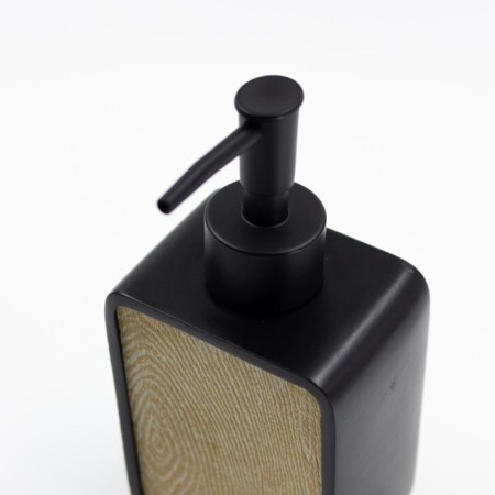 Joy Home liquid soap dispenser, polyurez, black with wood decor-1