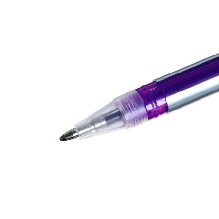 Set of gel pens 24 colors, striped silver case, in a blister on the button-4