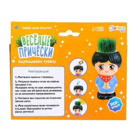 Set for experiments “Funny hairstyles, grow grass”, boy-5
