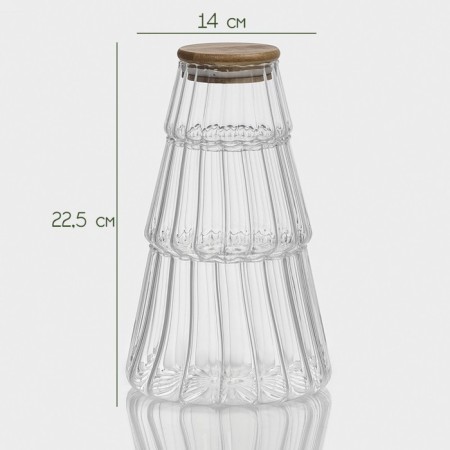 A set of glass cans with a bamboo cover Bellatenero "Eco", 3 items, 14 × 22.5 cm-1