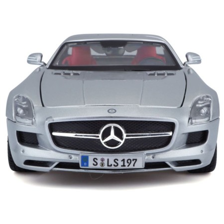 MASTO Die-Cast Mercedes-Benz Sls AMG machine, opening doors, 1:18, silver color-9