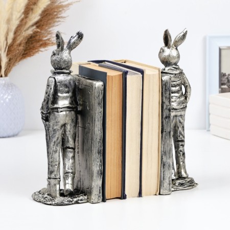 Holder - stand for the books "Stylish Hares" set 2pcs, silver, 27cm-1