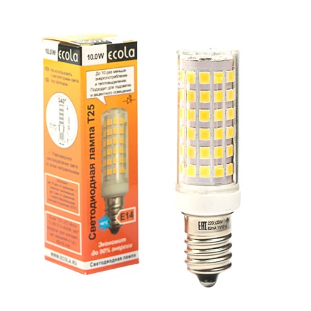 LED lamp Ecola, E14, T25, 10 W, 4000 K, 340 °, for refrigerators and sewing machines