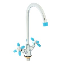 Accoona A4582M kitchen mixer, double -leaf, high spout, blue/chromium