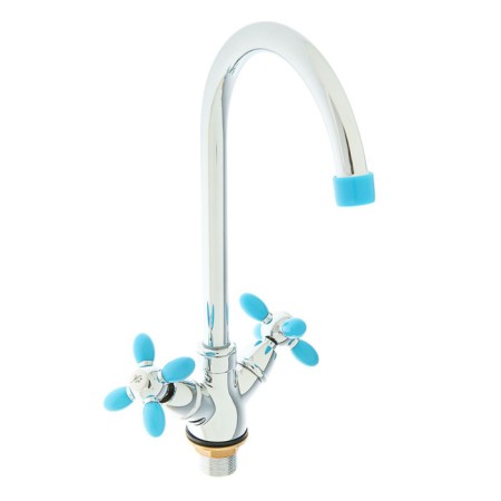 Accoona A4582M kitchen mixer, double -leaf, high spout, blue/chromium