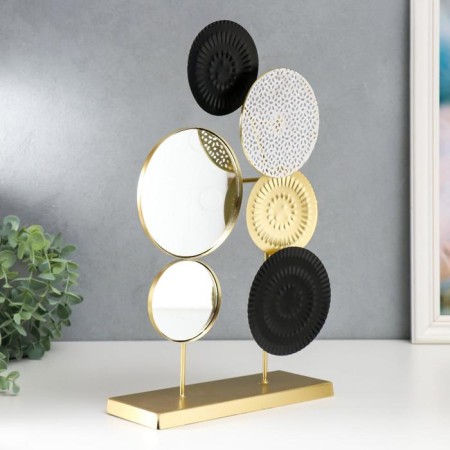 Souvenir metal with a mirror "circles" gold with black 37x8x22 cm-1
