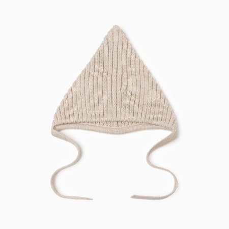 Knitted children's hat minku, beige color, size 44-46-5