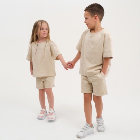 Kit for children (T-shirt, shorts) KAFTAN "BASIC Line" size 30 (98-104), beige color