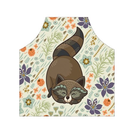 Apron of a kitchen with a photo print "Cute raccoon", adjustable, size OS-2