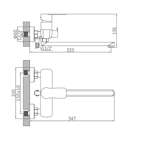 Accoona A71207F bath mixer, single -leaf, pour 300 mm, shower set, black-8