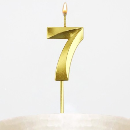 Candle figure for the cake "7", gold, 2.5 x 8 cm.-6