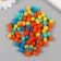 Pompons, 8 mm, 100 pcs/pack, 100% polyester, 5 colors in the assortment of 20 pcs