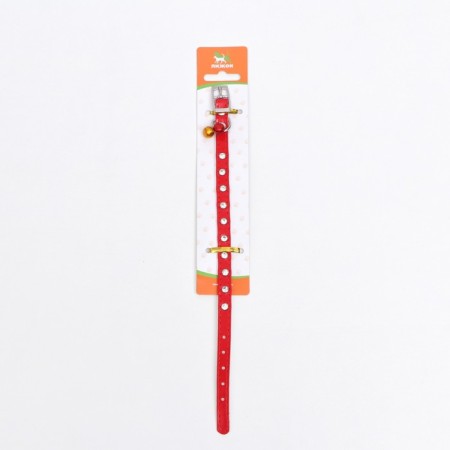 A collar with round rhinestones, 28 x 1 cm, Osh 21-25 cm, arts. The skin, red-4