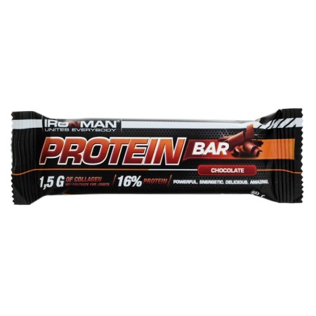 Russia "Ironman" Batonchik "Protein Bar" with collagen, 50 g (chocolate / dark icing)