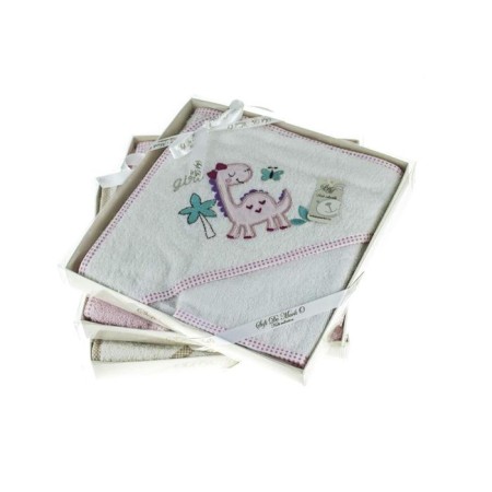 Fanny Dino corner towel, size 80x80 cm, pink color-3