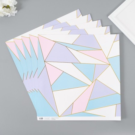 Scrapbooking paper bilateral gold "triangles" density 180 grams set 5 pcs 30.5x32 cm-2