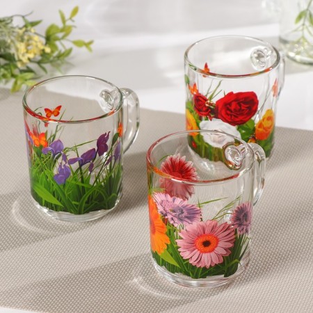 Glass mug "Flower itself", 250 ml, MIX drawing-6