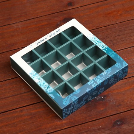 New Year. Box of 16 sweets, 17.7x17.7x3.8 cm, confectionery packaging-7