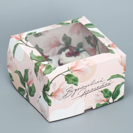 Capcake box, confectionery packaging is bilateral, 4 cells “Inspire Beauty”, 16 x 16 x 10 cm-1