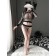 Erotic linen, in large grid, top and panties, OS size, black