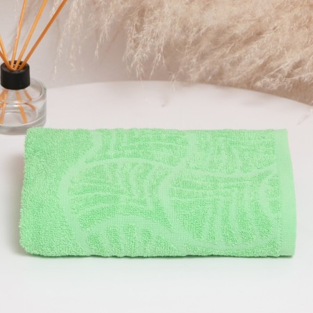 Tainted towel "Wave", size 50x90 cm, 300 g/m2, light green color