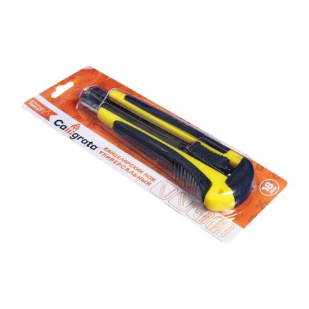 Chancellery knife 18 mm Plastic with met., Director, latch, rubberized mix in blister-5