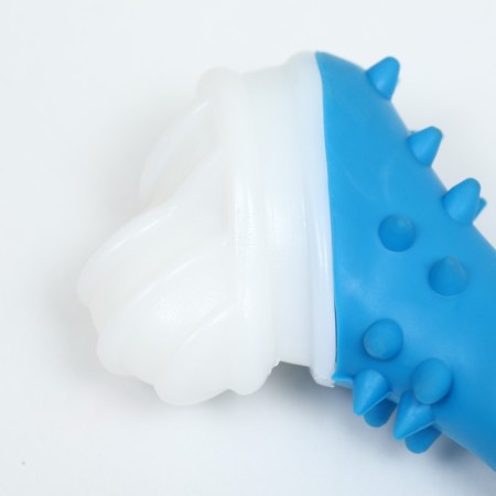 Two -layer toy (hard and soft plastic) "bone", 12 cm, blue-2