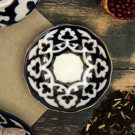 The plate round "Pachta in gold", 12.5 cm, white-1