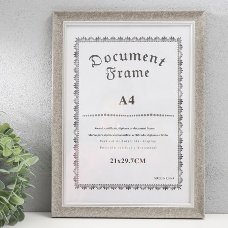 Photo frame Plastic format A4 "Gray marble baby" Silver stroke 33.6x25.5 cm