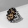 Ring "Izd" oval amber, brown-black color in silver, dimensionless