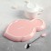 Tea couple ceramic "leaf", 3 objects: a cup 320 ml, a saucer 25.5 × 16 cm, a spoon, pink color