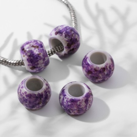 Bead "Paints", 1.3 × 1, white-lilac color-1