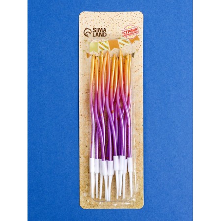 Candles for Cake "Serpentine", 12 pcs, gradient gold and purple-4