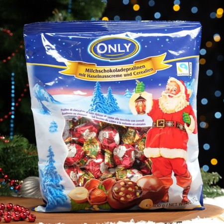 Sweets made of milk chocolate with walnut-cream filling and flakes, 400 g