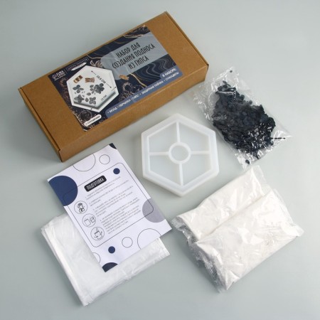 Set for creating a gypsum pan with dried flowers "hexagon"-1