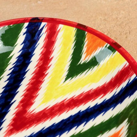 The plate of Rishtan ceramics "Atlas", multi -colored, flat, 15 cm-2