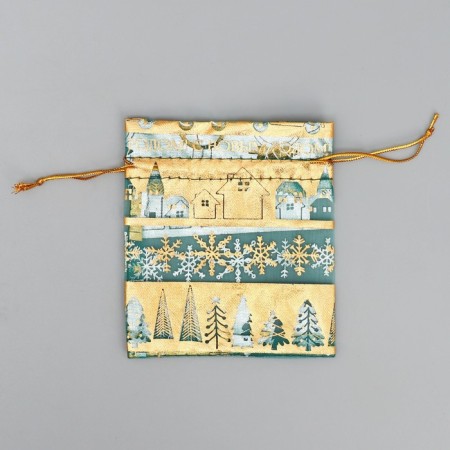 Bag Gift Organza "Golden Snowflakes", 10 x 12 cm +/- 1.5 cm, New Year-5