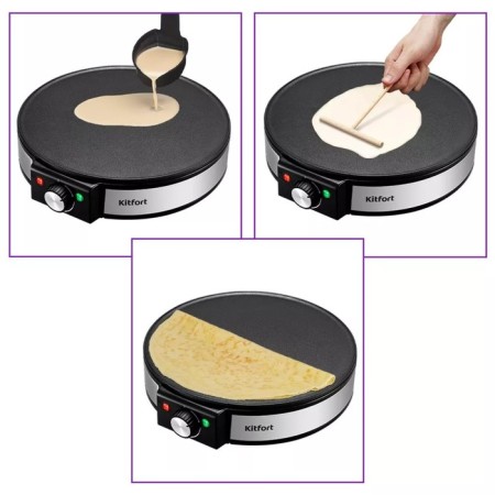 Electric pancake KitFort KT-1678, 1200 W, D = 30 cm, black-silvery-2