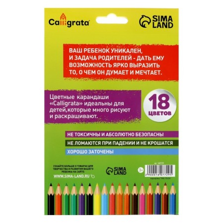 Pencils 18 flowers Calligrata, hexagonal, in a cardboard box-3