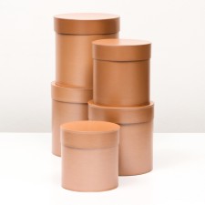 Set of round boxes 5 in 1 gloss coffee mother, 20x20, 19x19, 18x18, 16x16, 15x15 cm