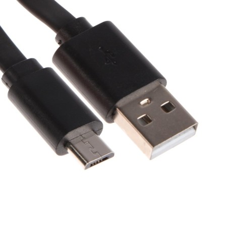 Cable MaxVI MC -01F, MicroUSB - USB, 2 A, 1 m, PVC braid, flat, black