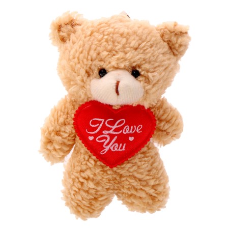Soft toy "Mishutka with a heart" on a key fob, 11 cm, color mix-1